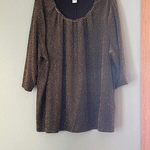 Catherines Gray Relaxed Blouse with 3/4 Sleeves